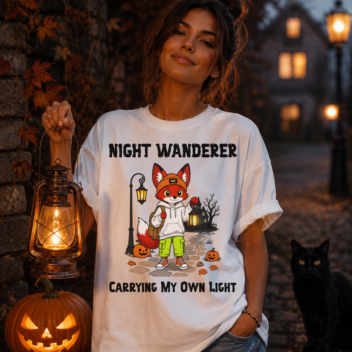 Comfort Color Carrying My Own Light Halloween T-Shirt | Fox Illustration T-Shirt | Spooky season shirt | Night Wanderer Club