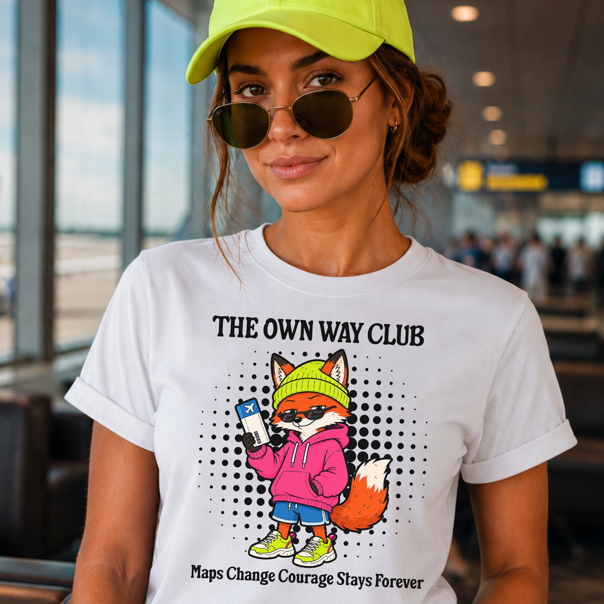 The Own Way Club Fox with Map T-shirt | Maps Change Courage Stays Forever