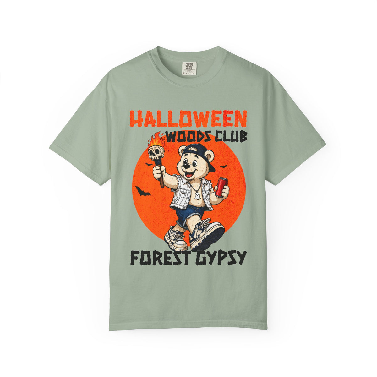 Halloween Woods Club Forest Gypsy T-shirt | Retro Cartoon Skull Bear