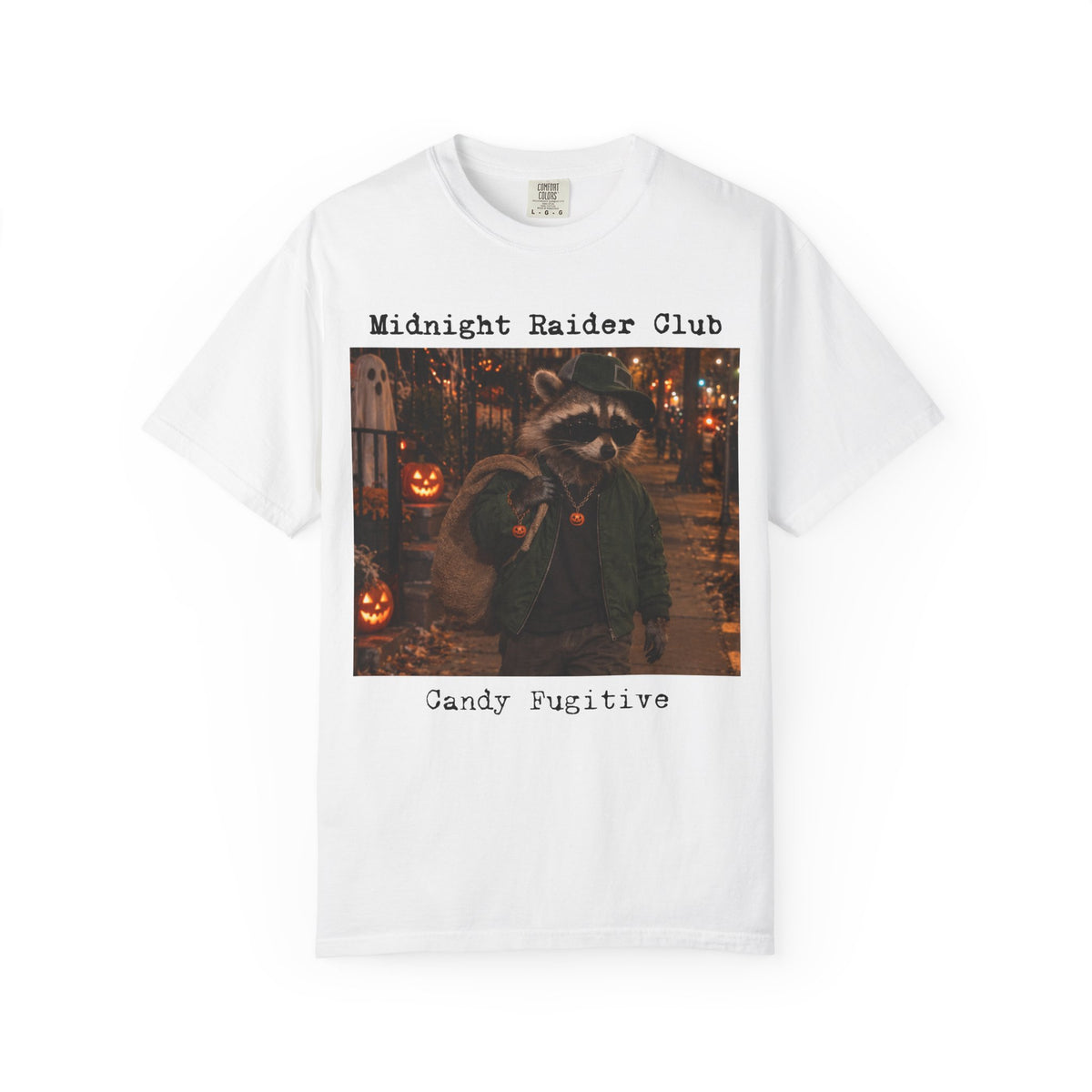 Midnight Raider Club Candy Fugitive T-shirt | Halloween Raccoon Costume