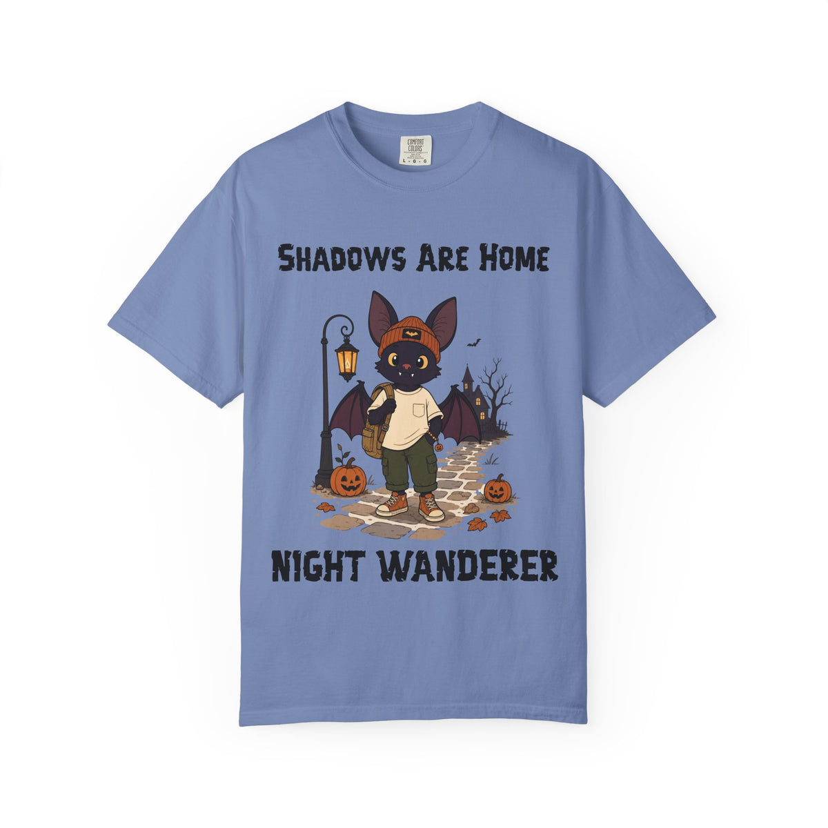 Comfort Color Shadows Are Home Halloween T-Shirt | Bat Illustration T-Shirt | Spooky season shirt | Night Wanderer Club