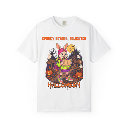 Bunny Trick-or-Treat Halloween T-Shirt | Spooky Detour Delighted Design