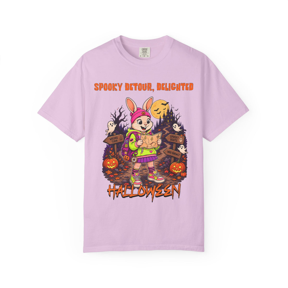 Bunny Trick-or-Treat Halloween T-Shirt | Spooky Detour Delighted Design