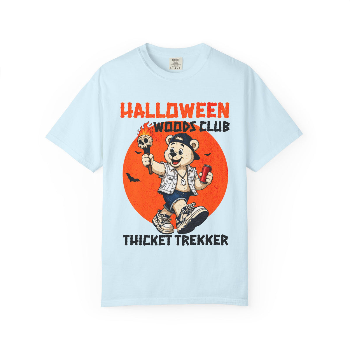 Halloween Woods Club Thicket Trekker T-Shirt | Vintage Camping Bear Design