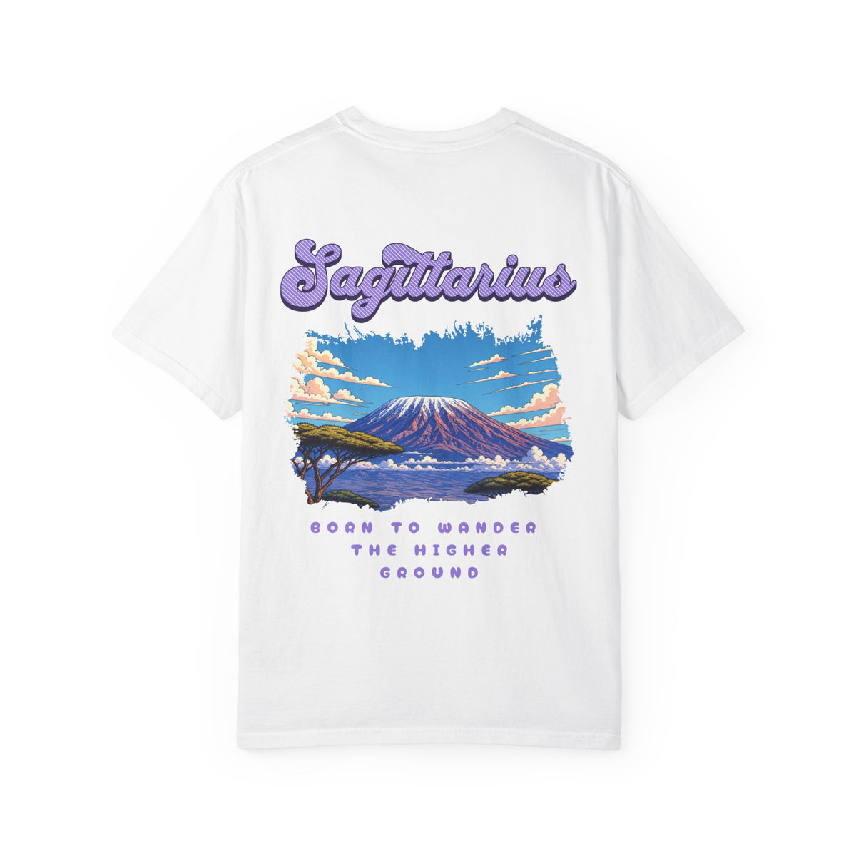 BACK PRINT Sagittarius Mountain Landscape Back Design T-shirt | Zodiac Astrology Tee