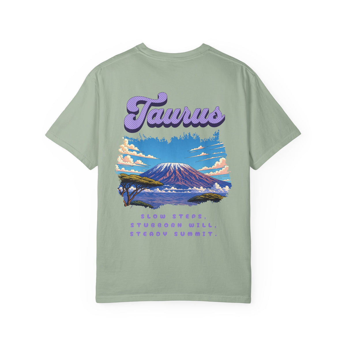 Taurus Mountain Landscape Back Design T-shirt | Zodiac Typography