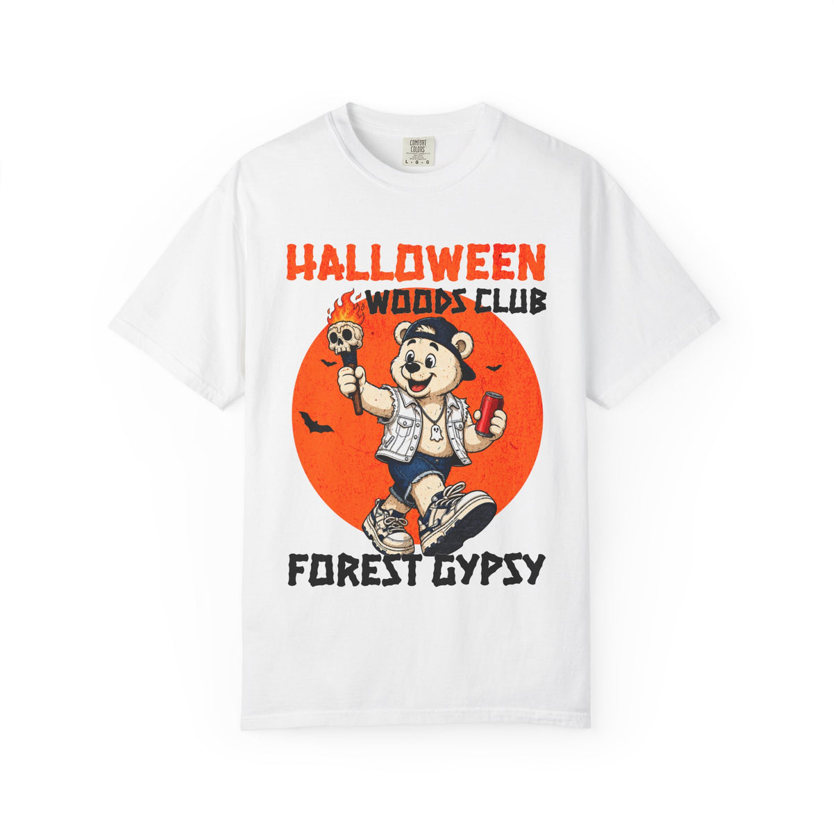 Halloween Woods Club Forest Gypsy T-shirt | Retro Cartoon Skull Bear