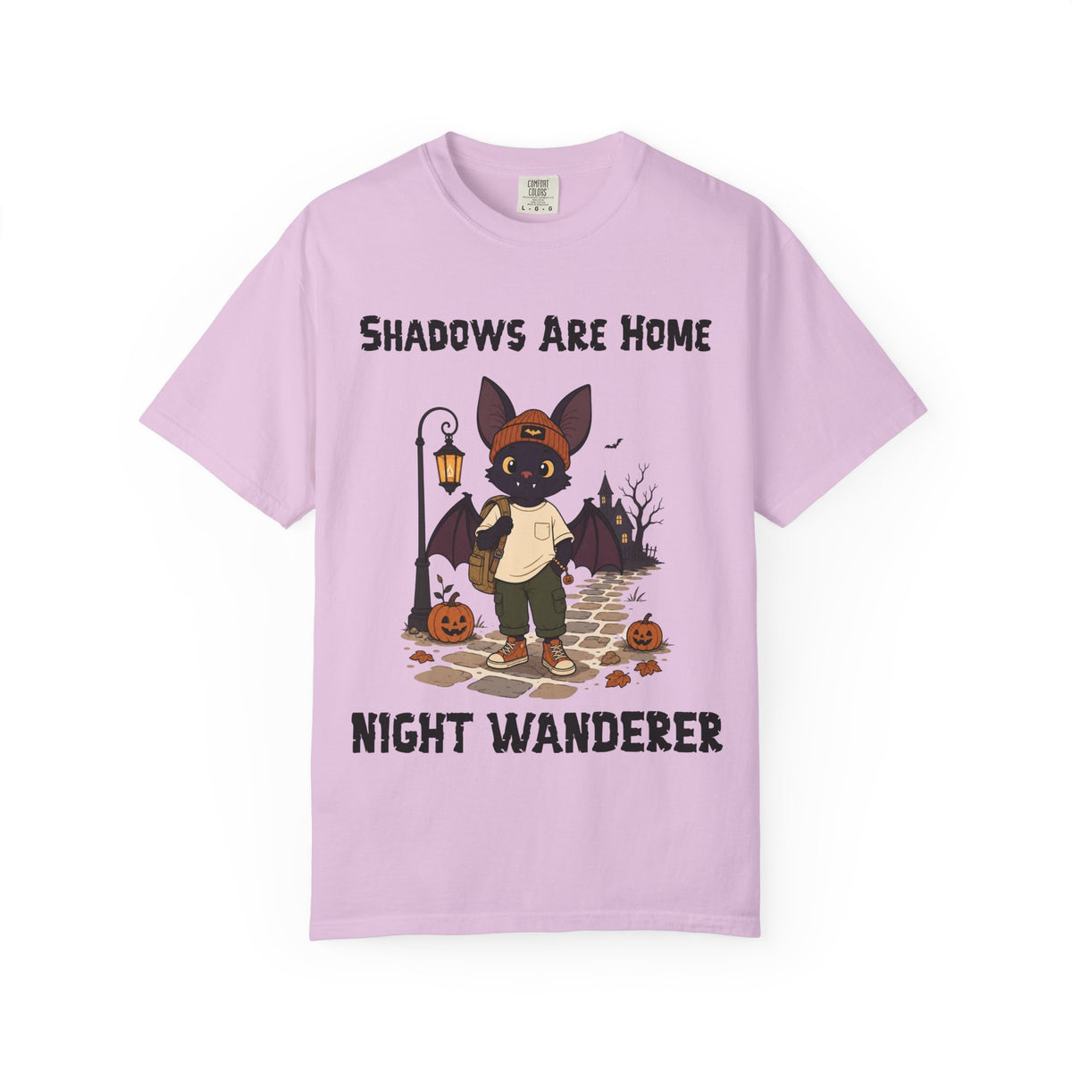 Comfort Color Shadows Are Home Halloween T-Shirt | Bat Illustration T-Shirt | Spooky season shirt | Night Wanderer Club