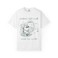 Window Seat Club Cat T-Shirt | 'Clouds Over Crowds' Plane Illustration