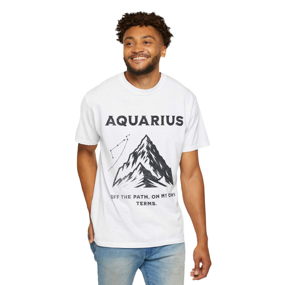 Aquarius Mountain Constellation T-shirt | Zodiac Tee, 'Off the Path' Quote
