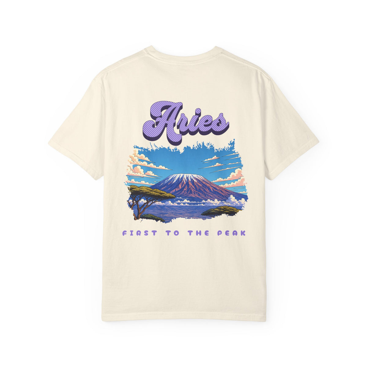 Aries mountain scene Back design T-shirt | Close to the Peak zodiac tee
