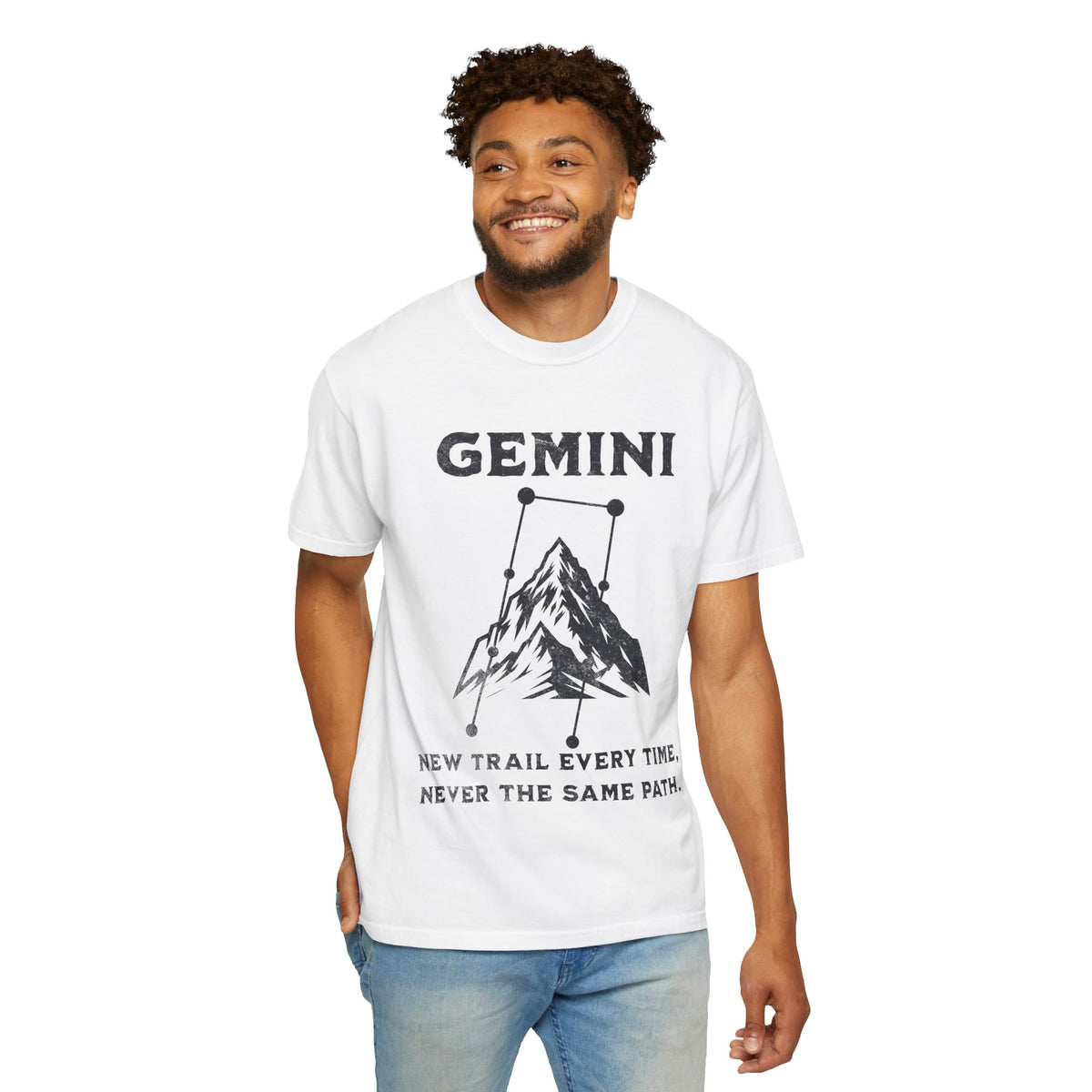Gemini Mountain Constellation T-Shirt | Zodiac Hiking Graphic Tee
