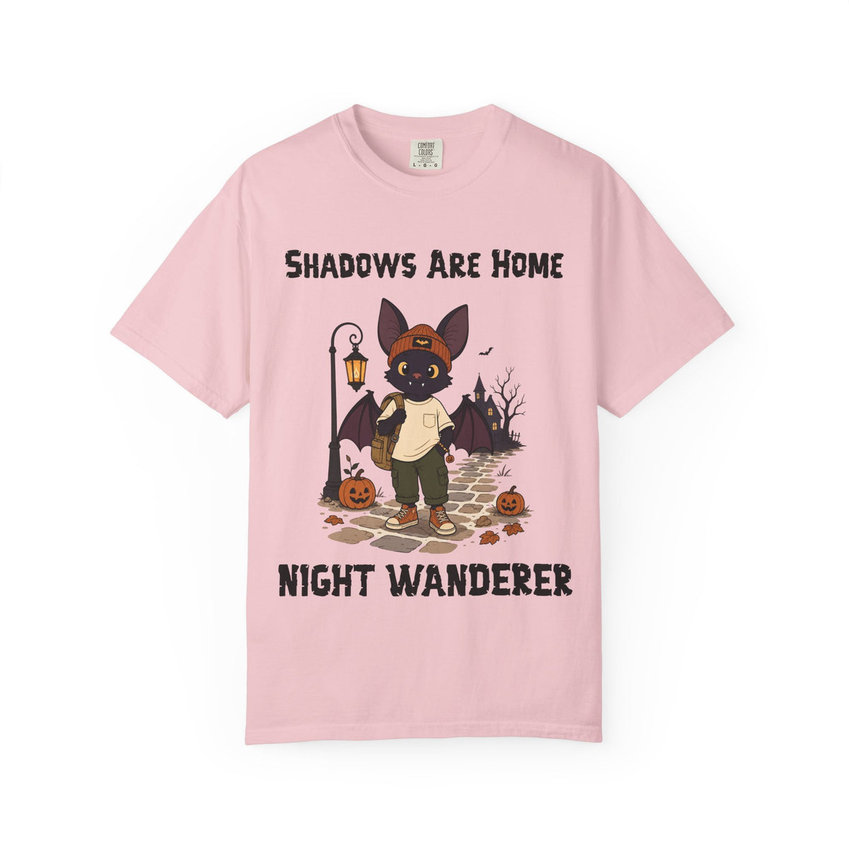 Comfort Color Shadows Are Home Halloween T-Shirt | Bat Illustration T-Shirt | Spooky season shirt | Night Wanderer Club