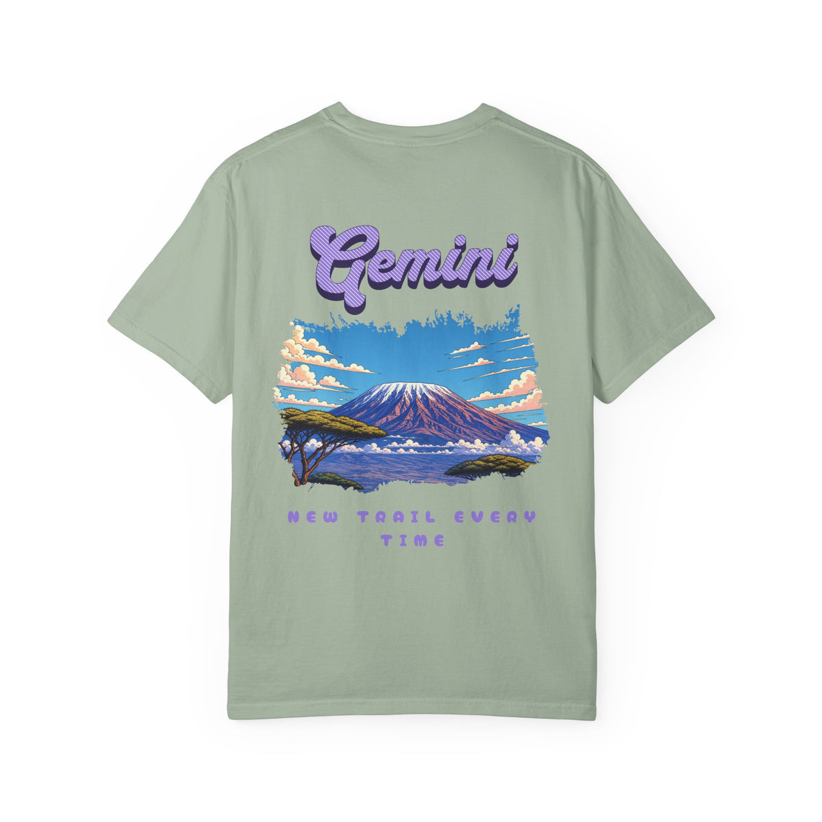 Gemini mountain landscape Back Design T-shirt | retro astrology graphic