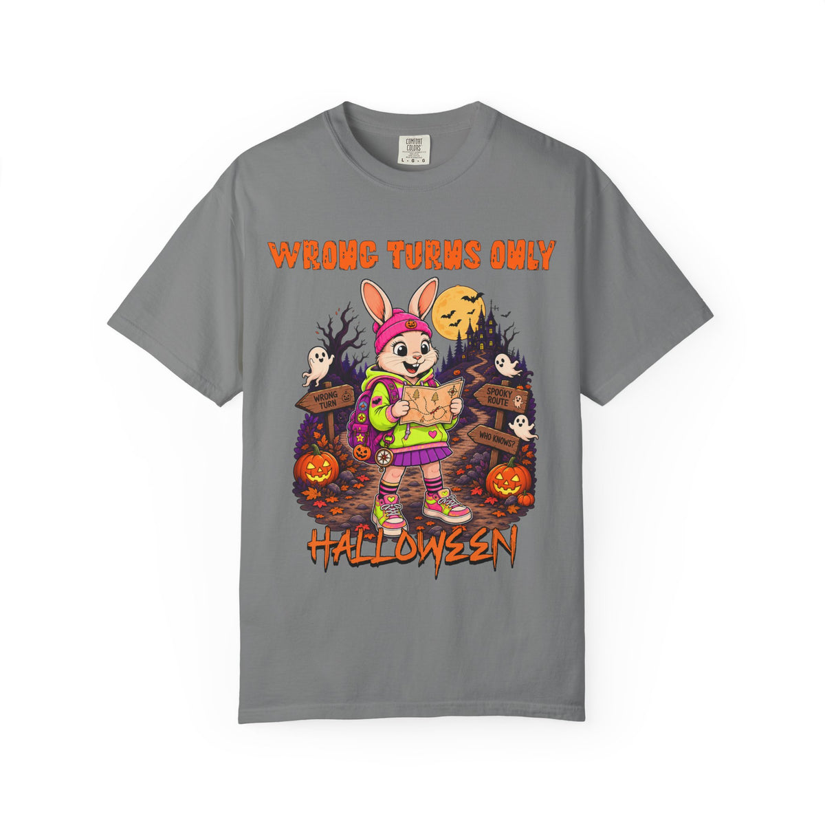 Wrong Turns Only Halloween Bunny T-Shirt | Cute Spooky Trick-or-Treat