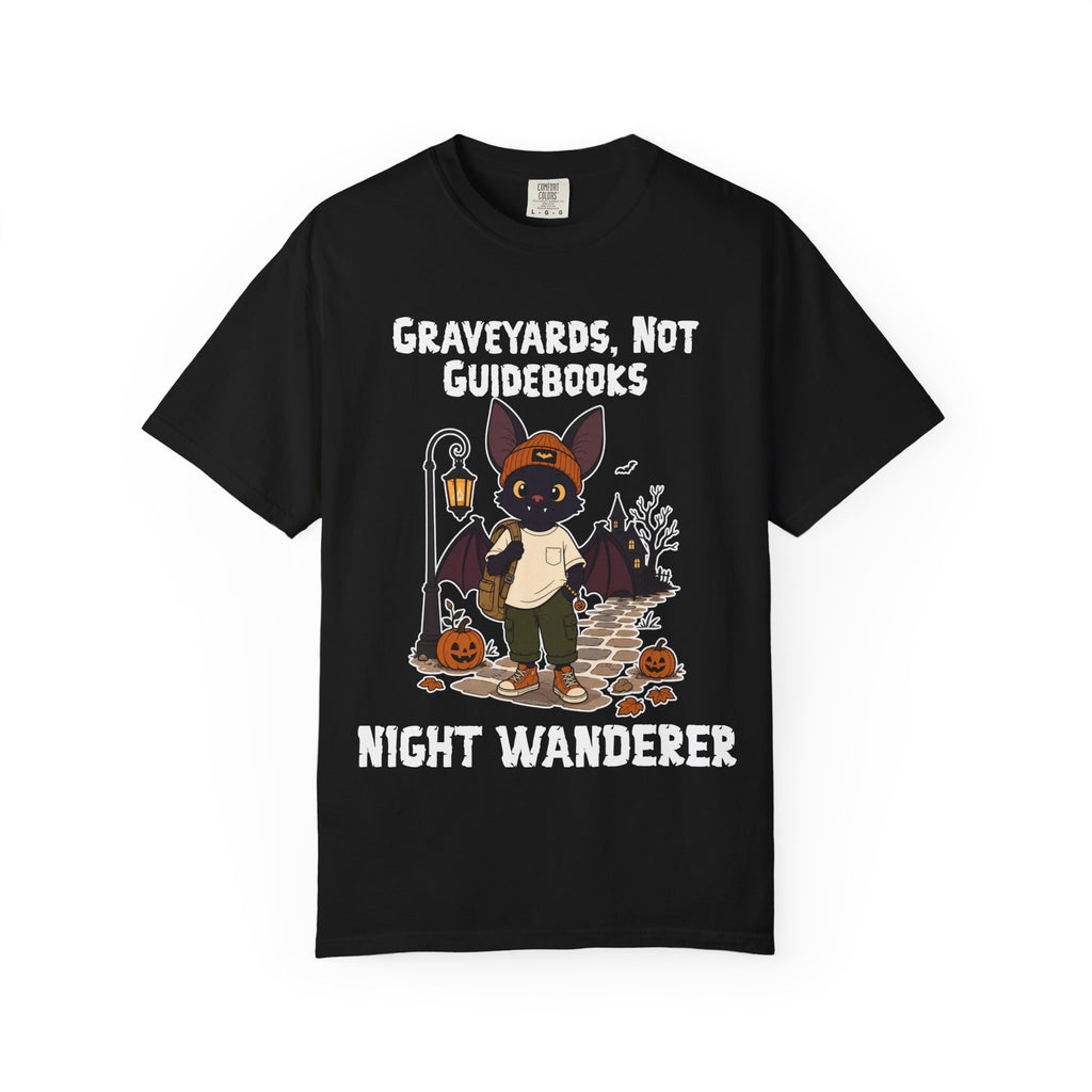 Comfort Color Graveyards Not Guidebooks Halloween T-Shirt | Bat Illustration T-Shirt | Spooky season shirt | Night Wanderer Club