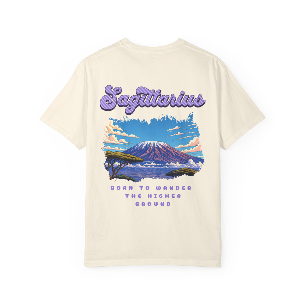 BACK PRINT Sagittarius Mountain Landscape Back Design T-shirt | Zodiac Astrology Tee
