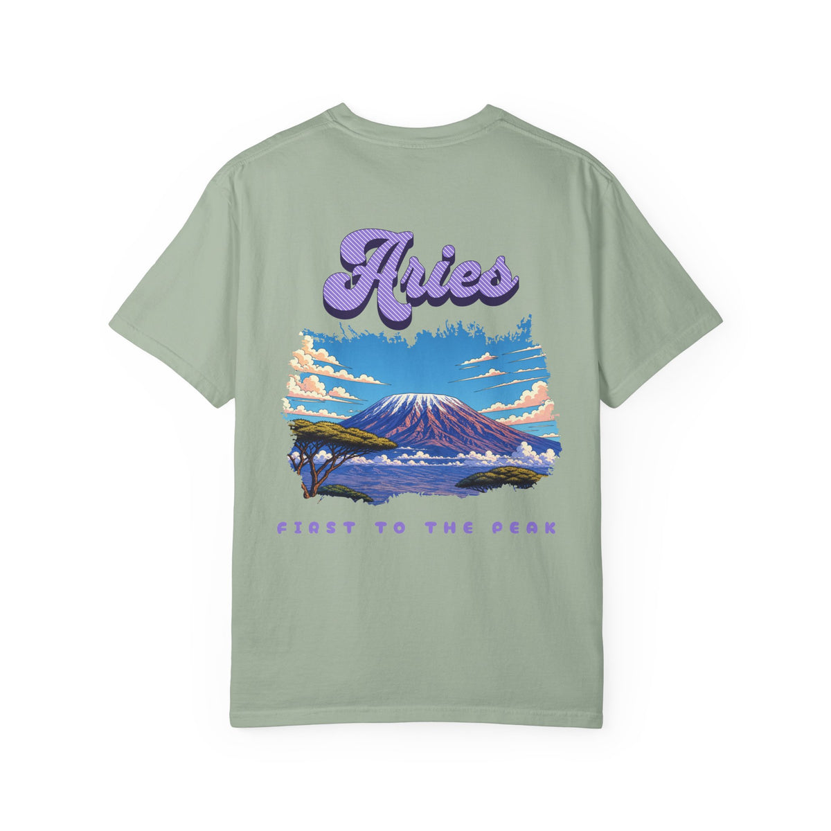 Aries mountain scene Back design T-shirt | Close to the Peak zodiac tee