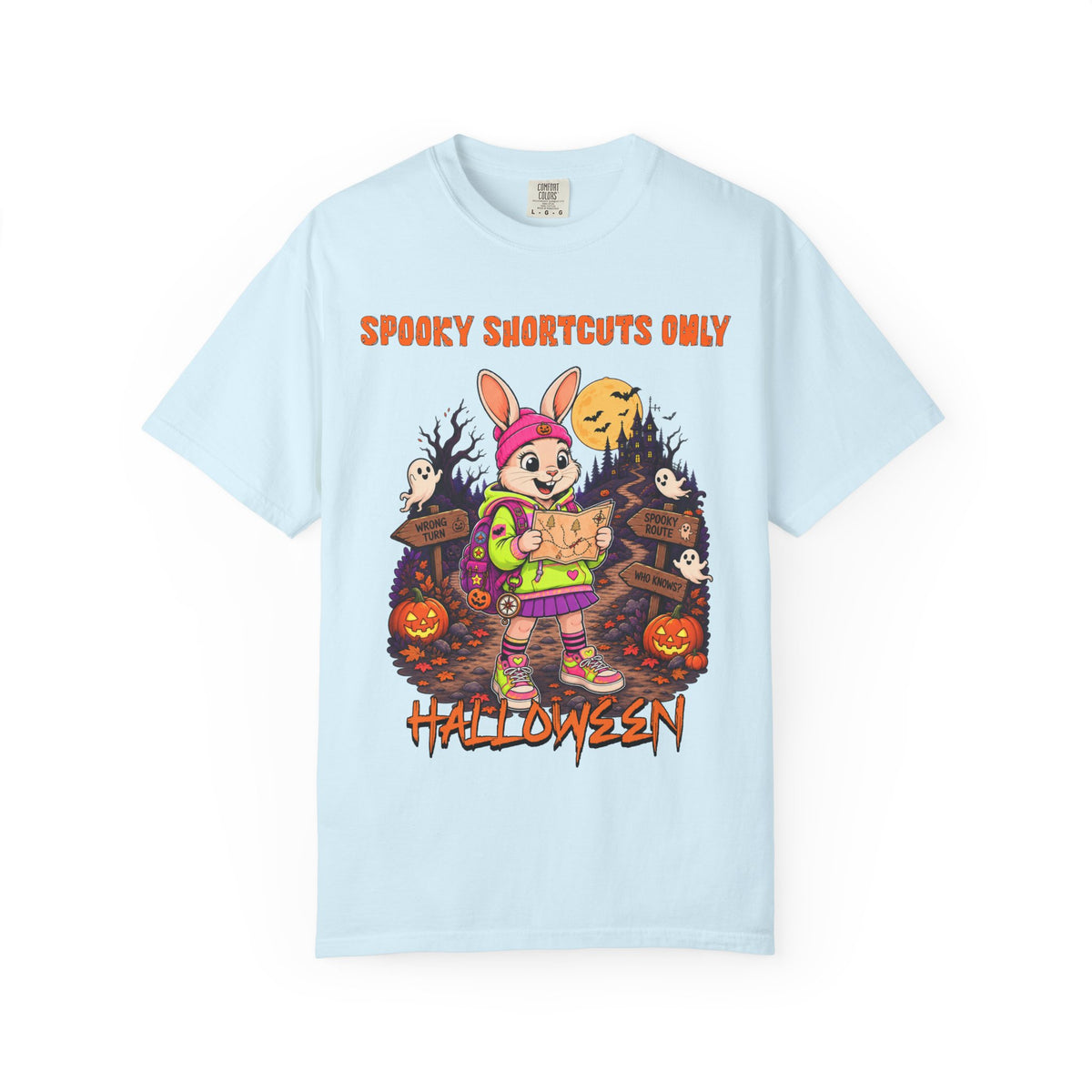 Spooky Shortcuts Only Halloween T-shirt | Cute Trick-or-Treat Bunny Tee