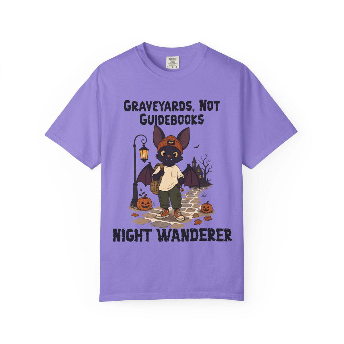Comfort Color Graveyards Not Guidebooks Halloween T-Shirt | Bat Illustration T-Shirt | Spooky season shirt | Night Wanderer Club