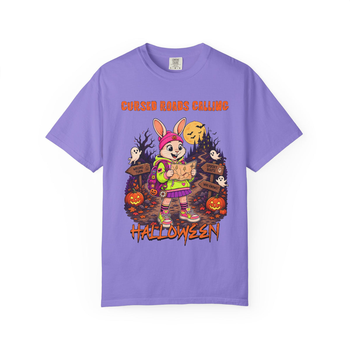 Cursed Roads Calling Halloween Bunny Costume T-shirt | Spooky Pumpkin Trick-or-Treat