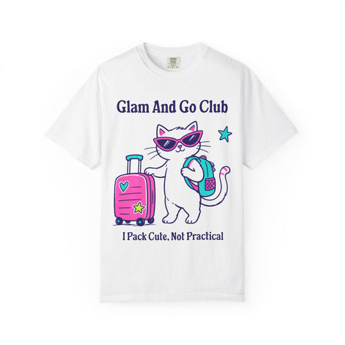 Comfort Colors® I Pack Cute, Not Practical Shirt | Cute Travel Kitty Tee, Luggage Illustration | Glam And Go Club Cat Graphic T-shirt