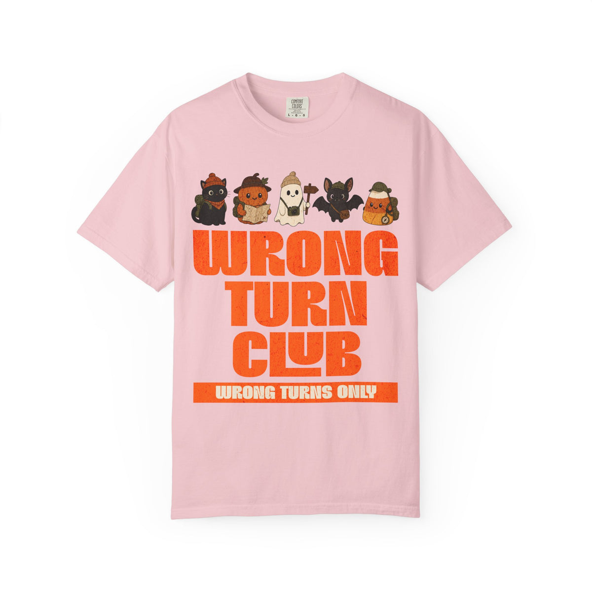 Wrong Turn Club T-shirt | Halloween Horror Characters, Retro Orange Text