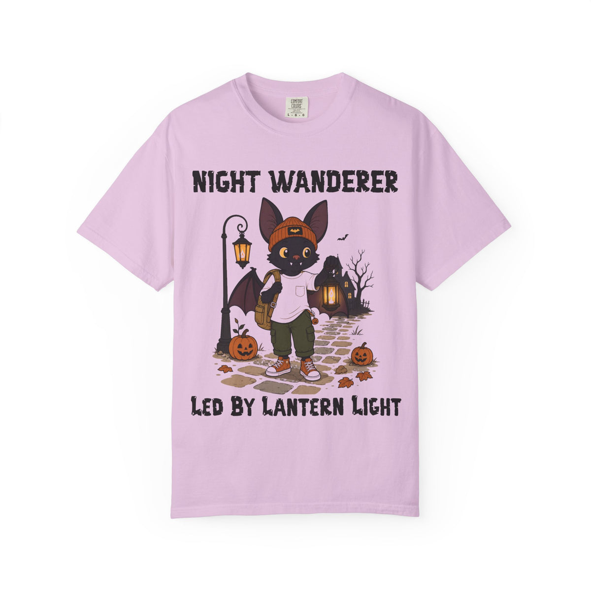 Comfort Color Led by Lantern Light Halloween T-Shirt | Bat Illustration T-Shirt | Spooky season shirt | Night Wanderer Club