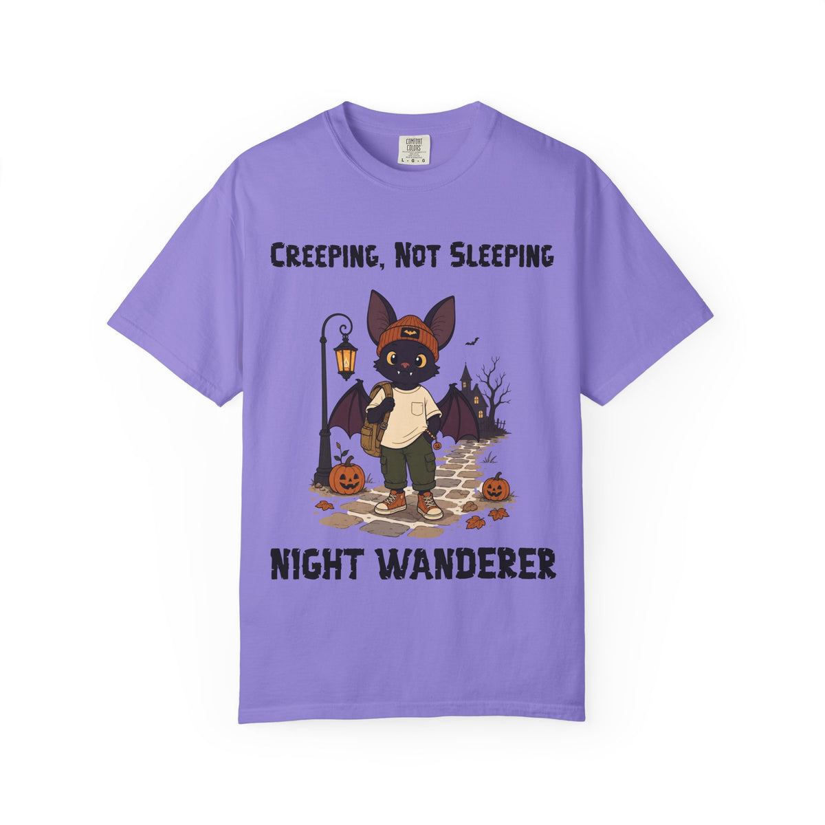Creeping Not Sleeping Halloween T-Shirt | Bat Illustration T-Shirt | Spooky season shirt | Night Wanderer Club