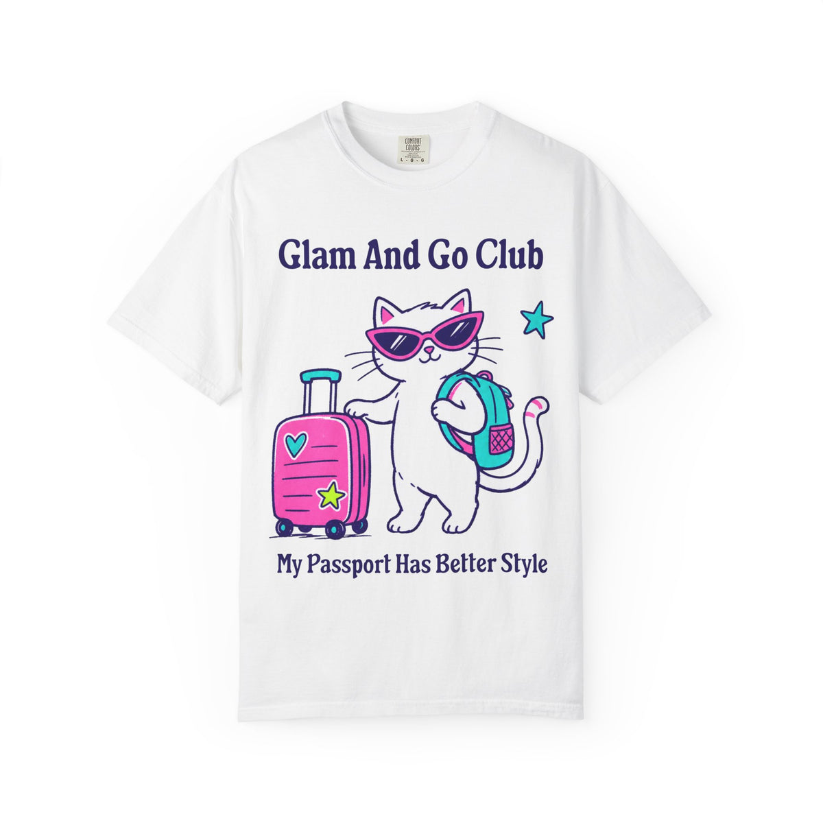 Comfort Colors® My Passport Has Better Style Shirt | Cute Travel Kitty Tee, Luggage Illustration | Glam And Go Club Cat T-shirt