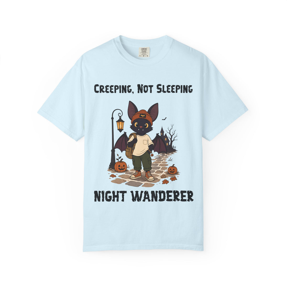 Creeping Not Sleeping Halloween T-Shirt | Bat Illustration T-Shirt | Spooky season shirt | Night Wanderer Club