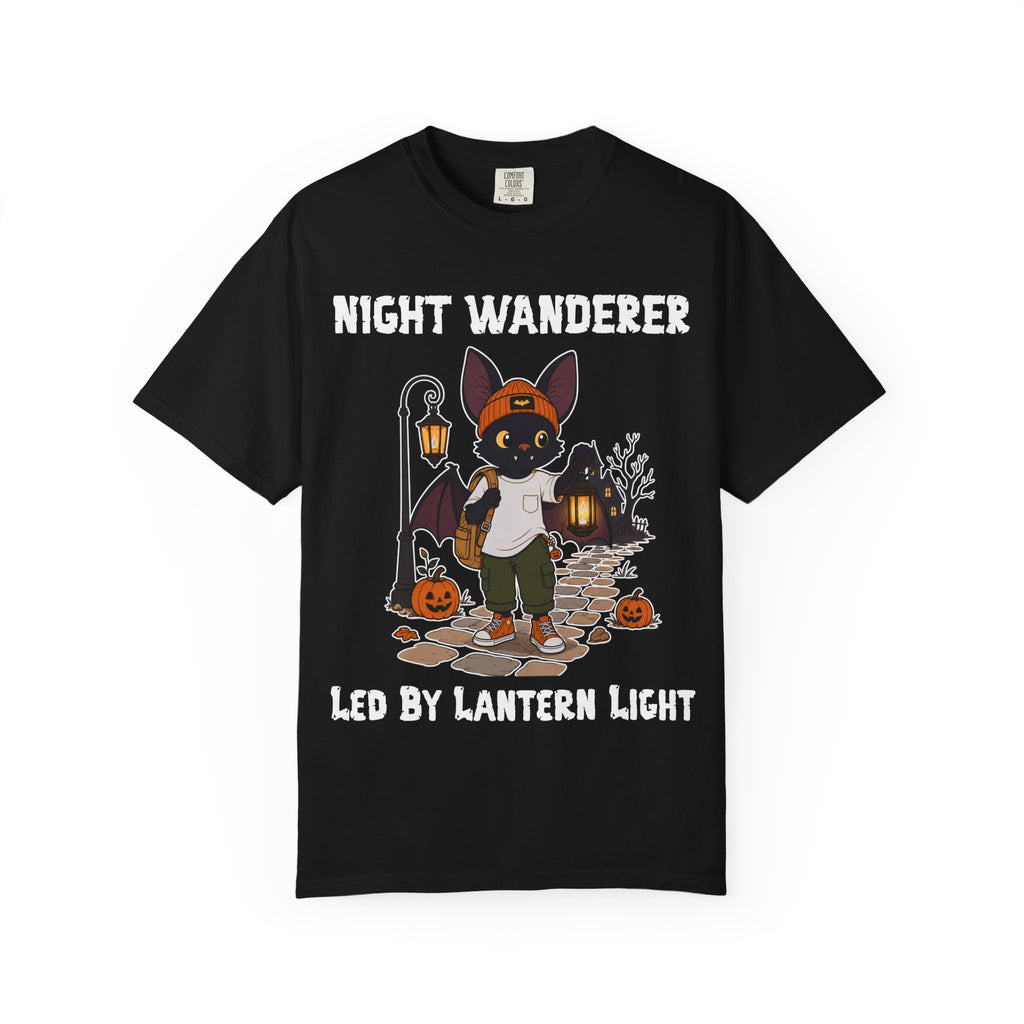 Comfort Color Led by Lantern Light Halloween T-Shirt | Bat Illustration T-Shirt | Spooky season shirt | Night Wanderer Club