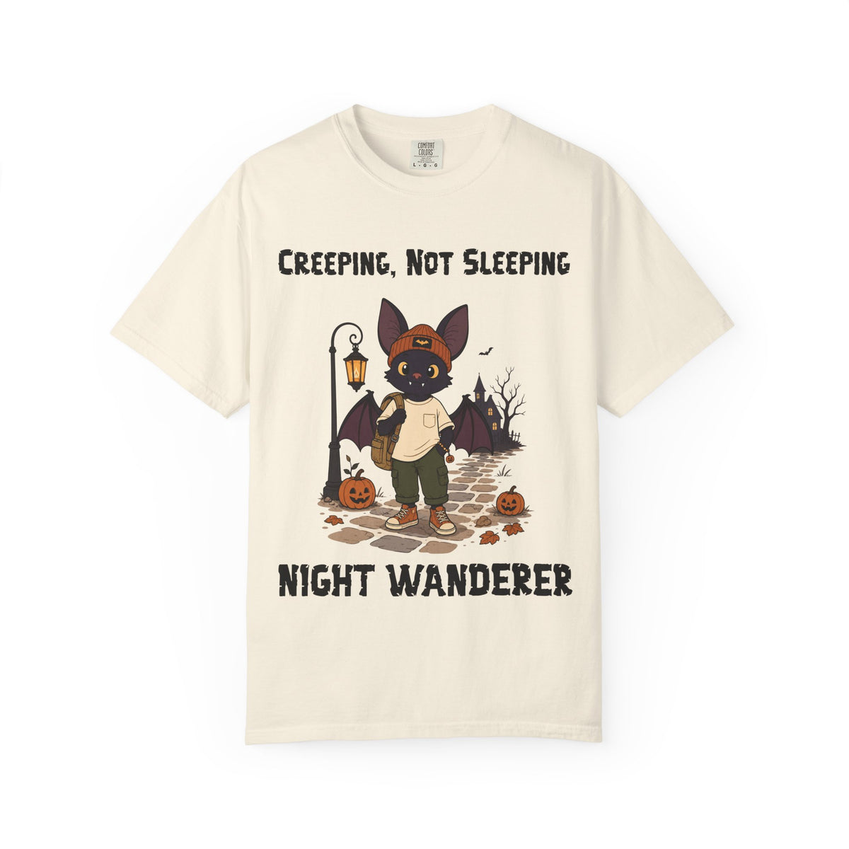 Creeping Not Sleeping Halloween T-Shirt | Bat Illustration T-Shirt | Spooky season shirt | Night Wanderer Club