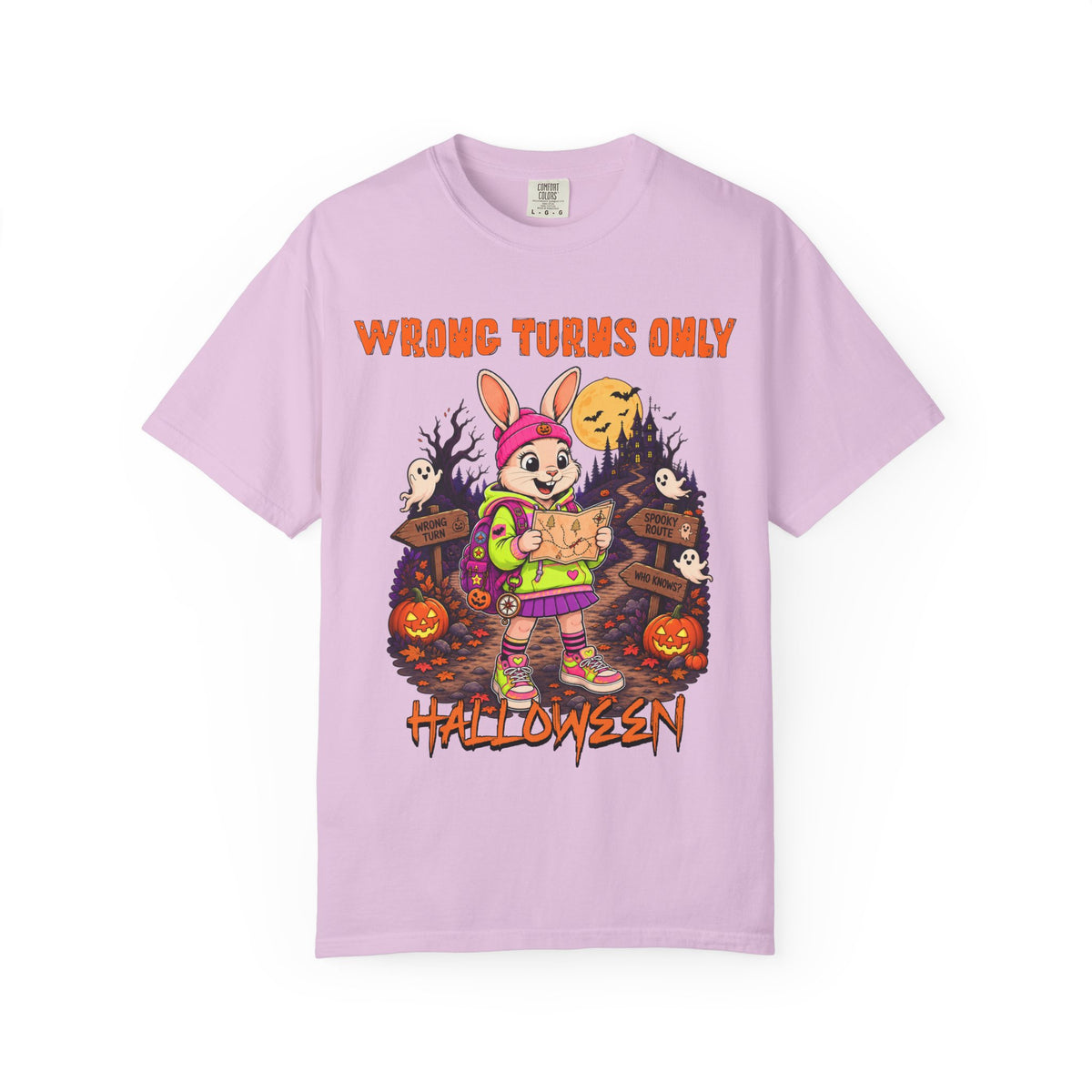 Wrong Turns Only Halloween Bunny T-Shirt | Cute Spooky Trick-or-Treat