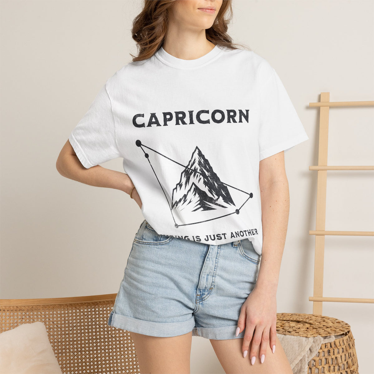 Capricorn mountain constellation T-Shirt | Zodiac astrology tee, climbing ambition design