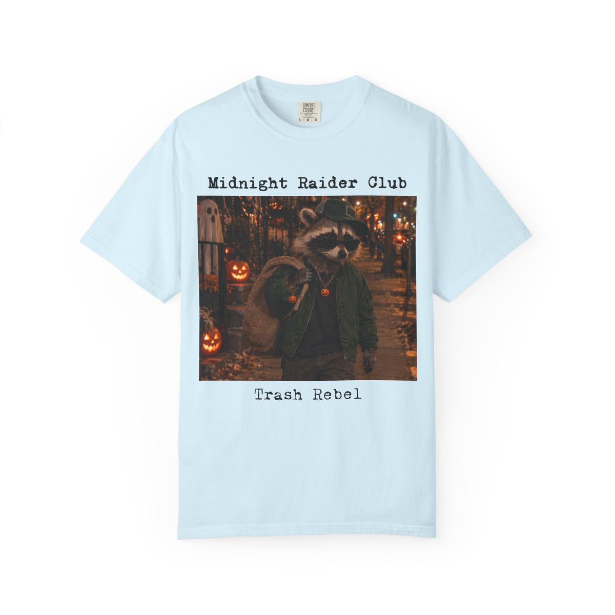Midnight Raider Club Trash Rebel T-shirt | Raccoon Halloween Design
