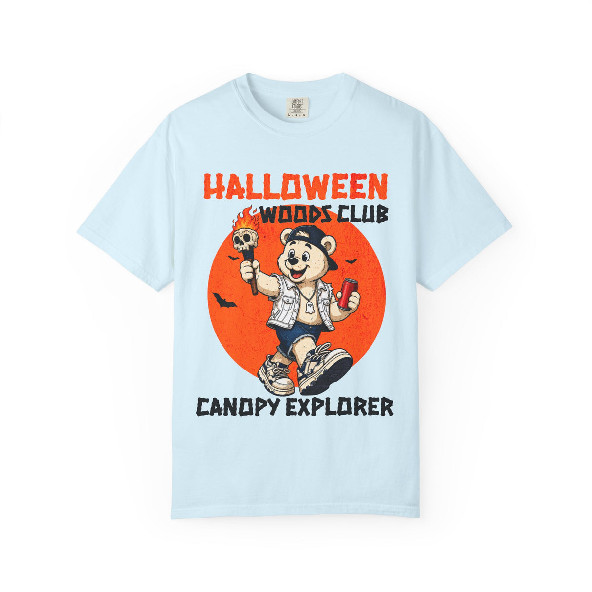 Halloween Woods Club Canopy Explorer T-shirt | Pumpkin Bear Retro Graphic