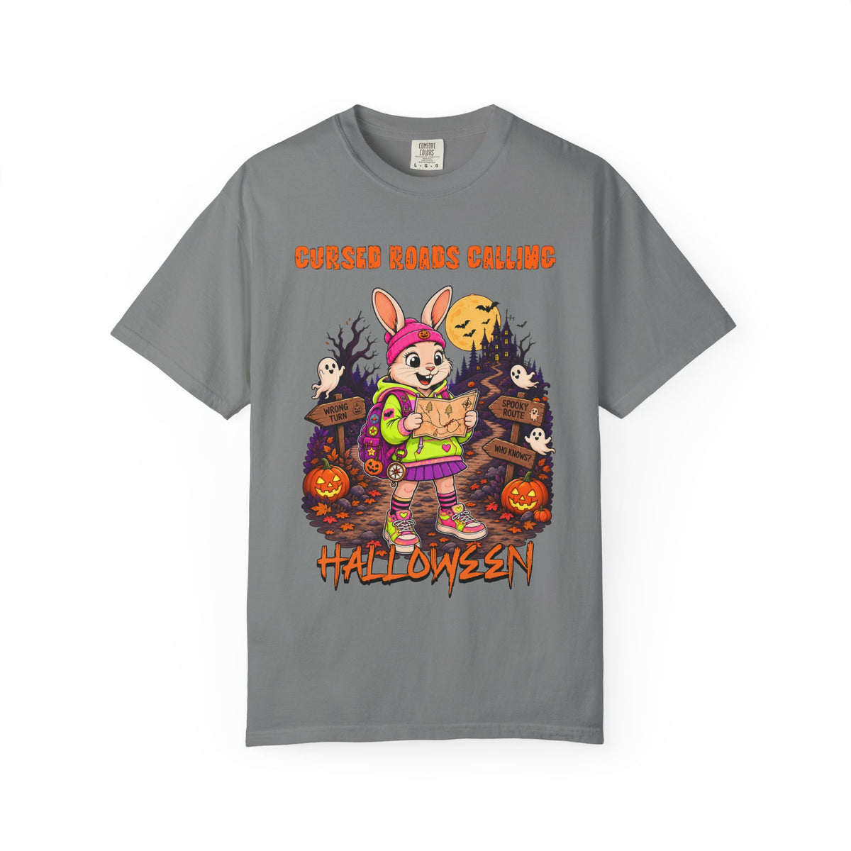 Cursed Roads Calling Halloween Bunny Costume T-shirt | Spooky Pumpkin Trick-or-Treat
