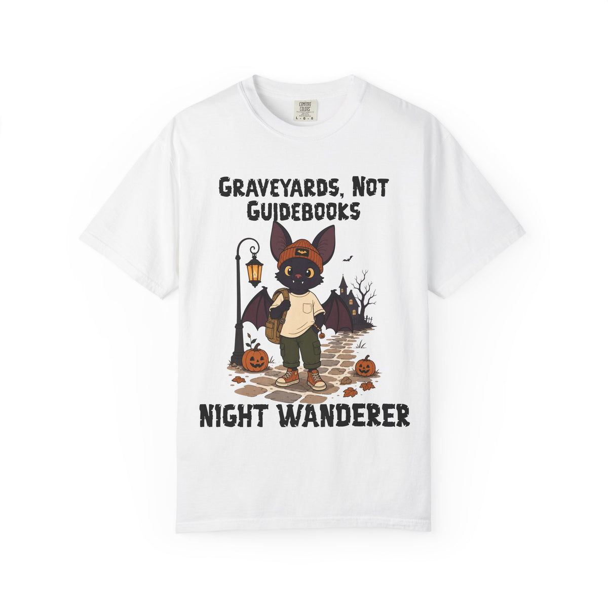 Comfort Color Graveyards Not Guidebooks Halloween T-Shirt | Bat Illustration T-Shirt | Spooky season shirt | Night Wanderer Club
