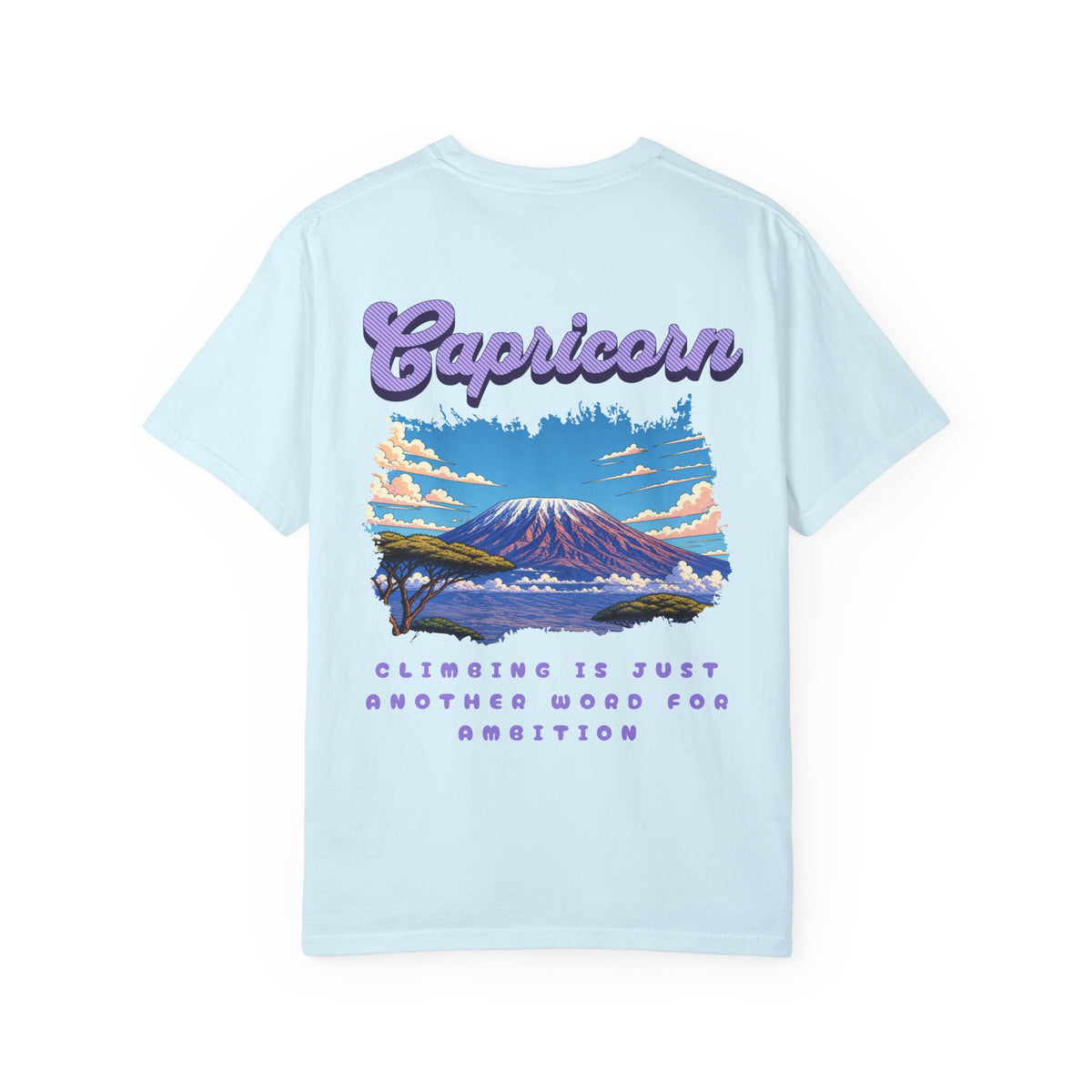 Capricorn Mountain Scene Back Design T-shirt | Zodiac Capricorn Shirt, Ambition Quote