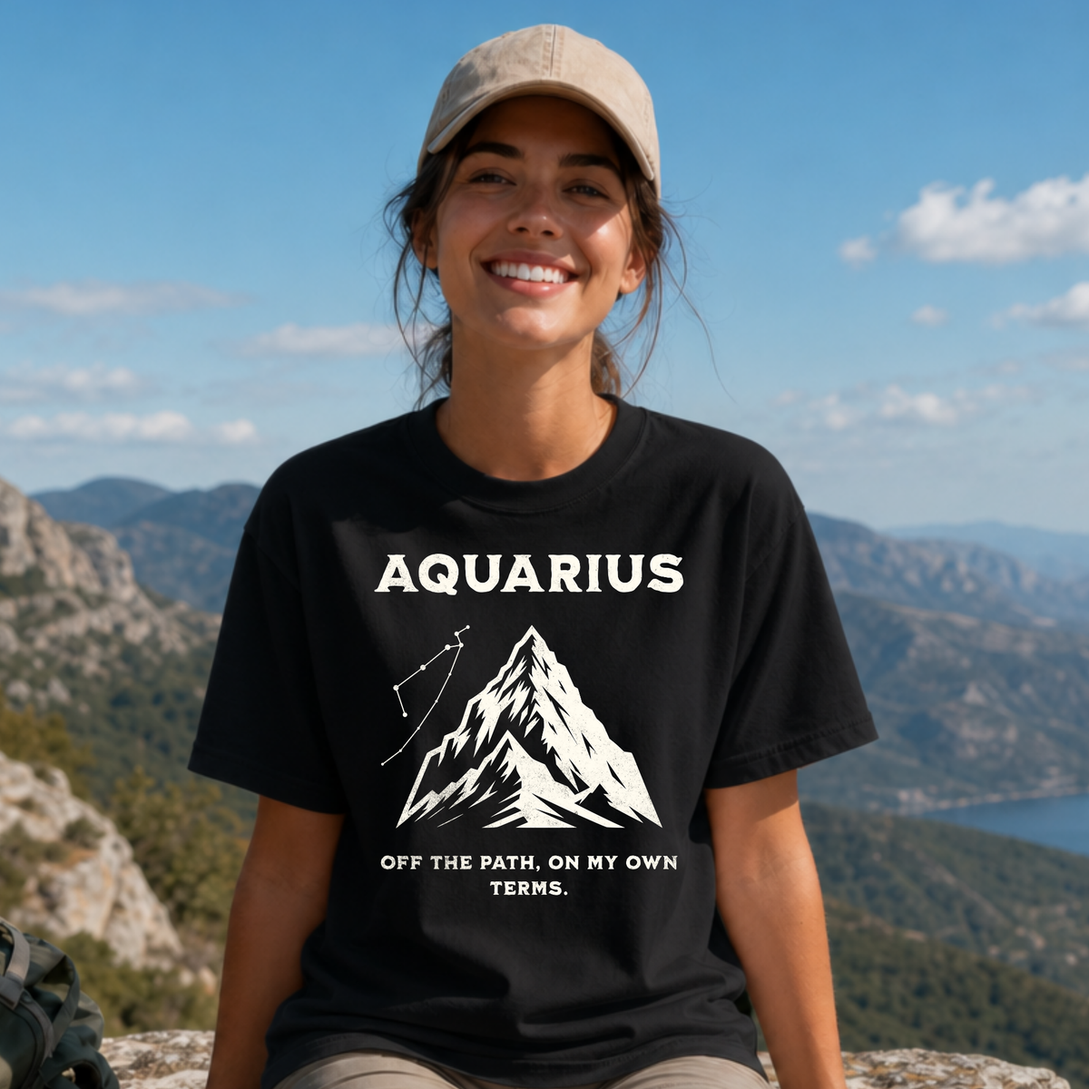 Aquarius Mountain Constellation T-shirt | Zodiac Tee, 'Off the Path' Quote