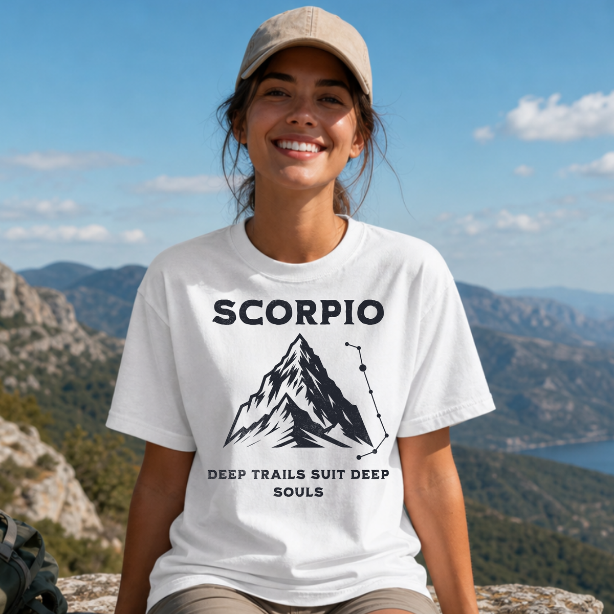 Scorpio Mountain Constellation T-Shirt | Zodiac Graphic Tee, Deep Trails