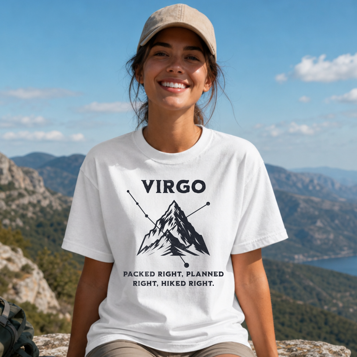 Virgo Mountain Graphic T-shirt | Astrology Zodiac Tee, Hiking Theme